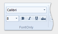 Screenshot dell'elemento FontControl con l'attributo FontOnly impostato su true.