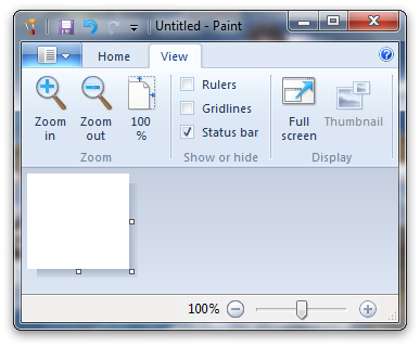 screenshot che mostra una barra multifunzione che usa immagini di grandi dimensioni per i controlli zoom.