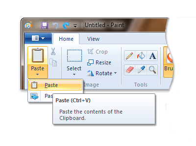 immagine del splitbutton incolla nella barra multifunzione di disegno Microsoft.