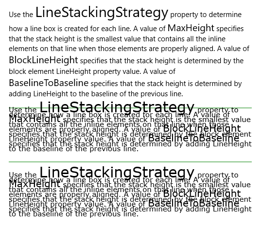 Strategie di stacking di linee in blocchi di testo