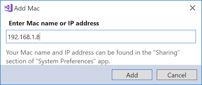 Entering the Mac's IP address