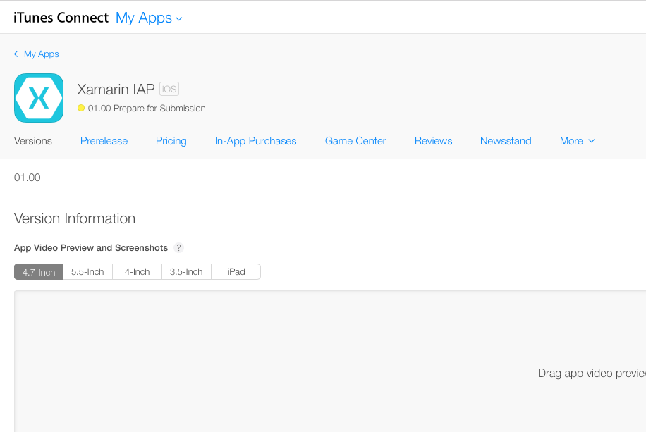 The application overview page