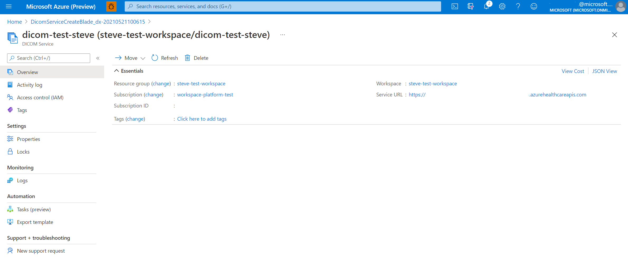 DICOM のデプロイが完了したスクリーンショット。