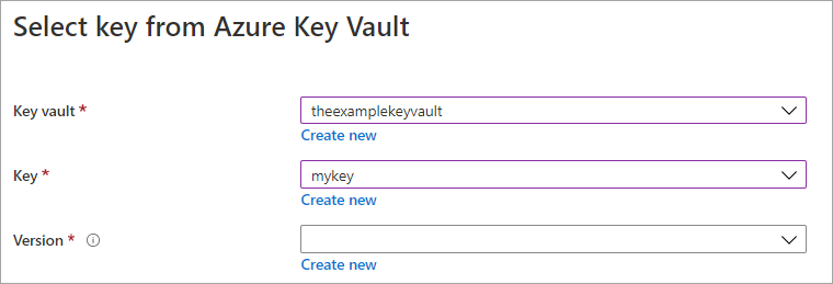 Key Vault 作成ブレードのスクリーンショット。
