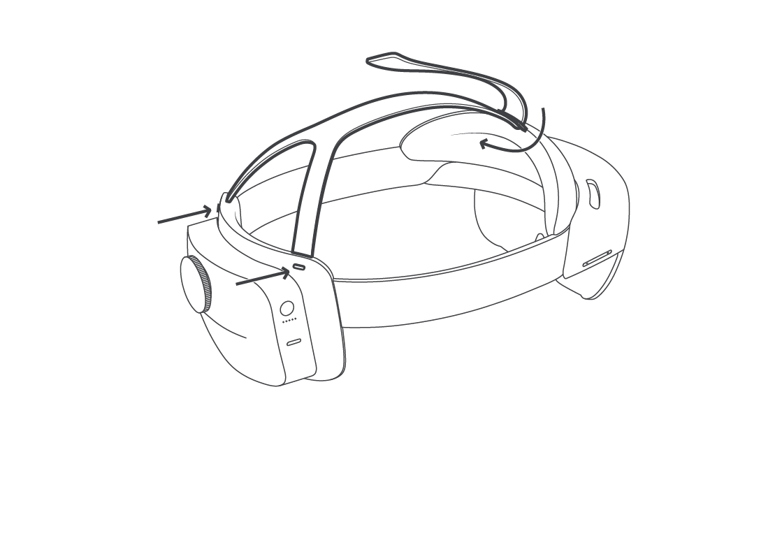 HoloLens 2 ヘッド ストラップの取り付けまたは取り外し。