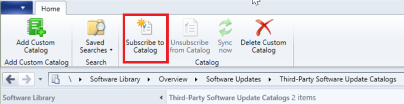 サード パーティの更新プログラムがカタログをサブスクライブする