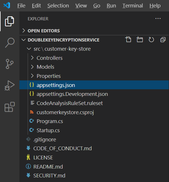 DKE のappsettings.json ファイルを見つける。