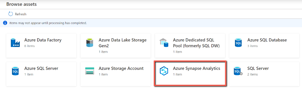 Microsoft Purview のAzure Synapse資産を参照します。