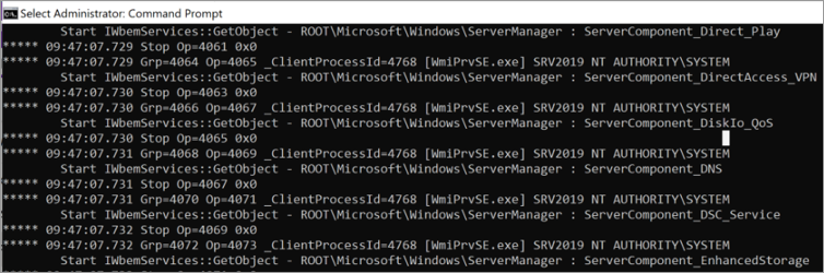 WMIMon によってキャプチャされたデータを示すスクリーンショット。