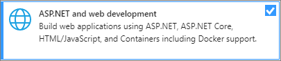 Visual Studio インストーラーの .NET Core クロスプラットフォーム開発ワークロードを示すスクリーンショット。