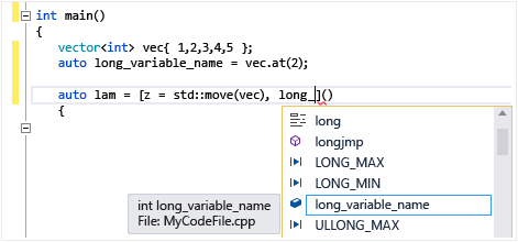 Visual C++ Complete Word window
