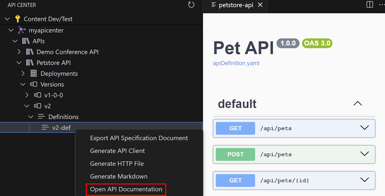Visual Studio Code の API ドキュメントのスクリーンショット。