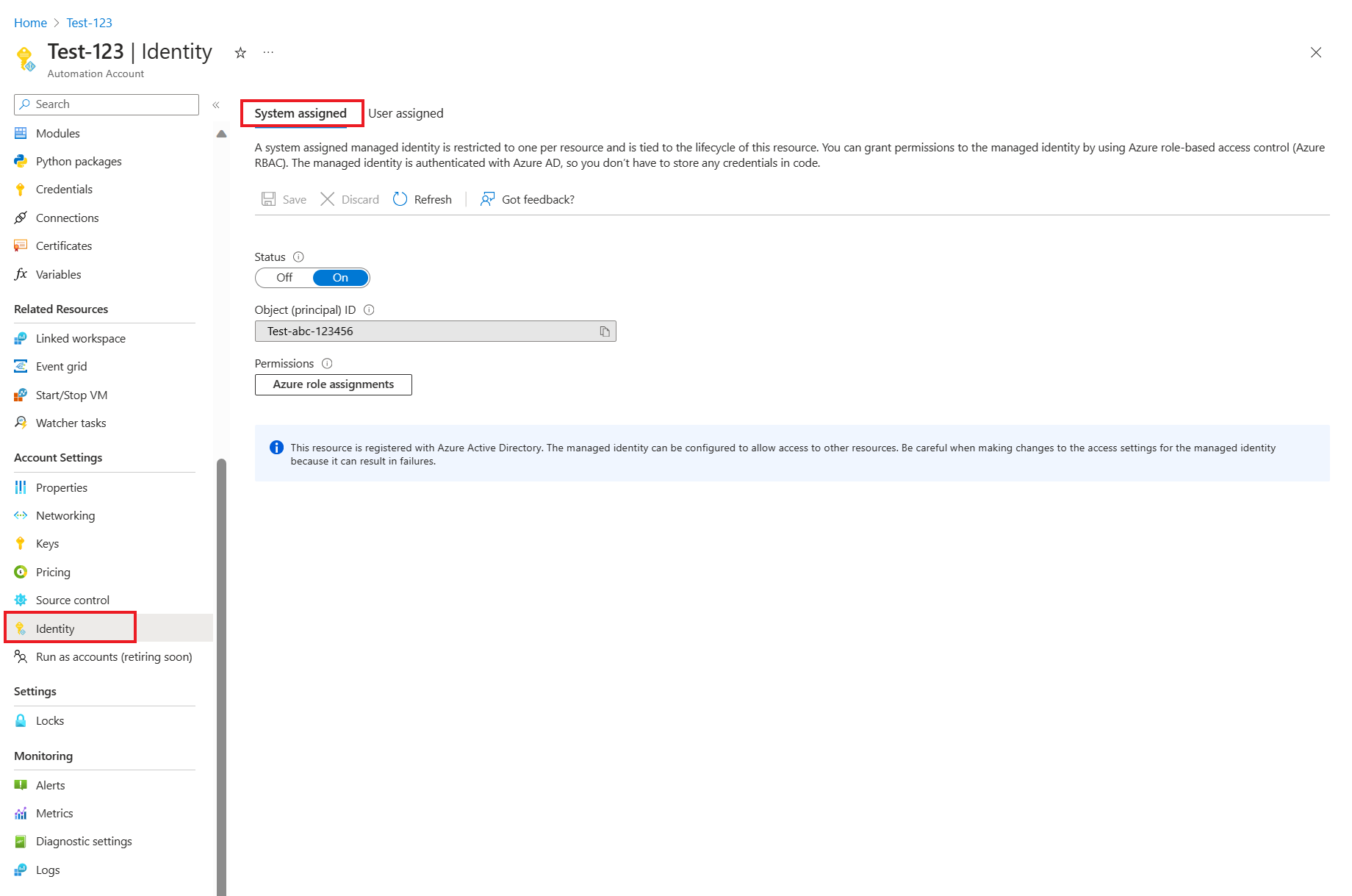 ポータルで ID に移動します。