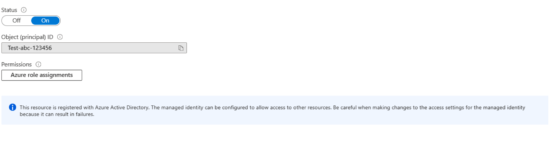 マネージド ID オブジェクト ID。