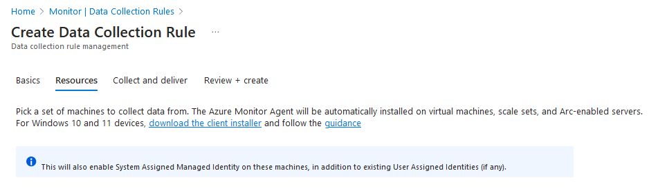 Azure portal のエージェントのダウンロード リンクを示すスクリーンショット。