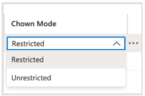 Screenshot that shows the change ownership mode option.