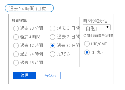 Azure Storage 静的 Web サイトのメトリック時間範囲