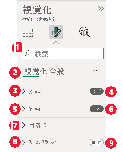 スクリーン リーダーのフォーカスの順序を示す [書式設定] ウィンドウのスクリーンショット。