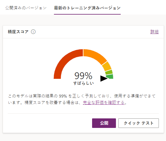 モデル発行スクリーン。