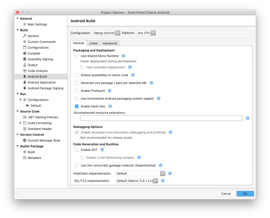 共有ランタイムの使用を削除する (macOS)