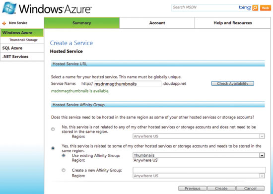 image: Running a Service on Windows Azure