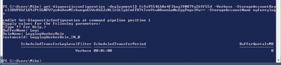Windows PowerShell を使用した実行中のサービスの診断構成