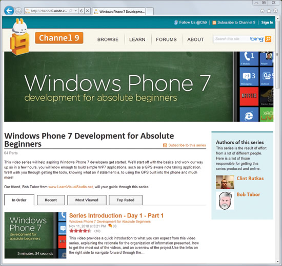 image: Windows Phone 7 for Absolute Beginners