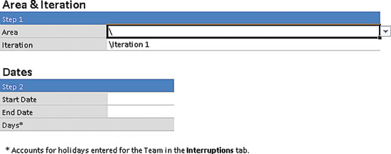 Start and End Dates in the Iteration Backlog Workbook in MSF Agile