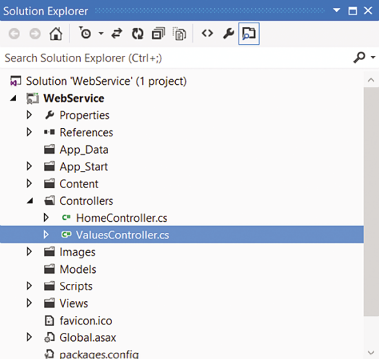 Solution Explorer for WebService