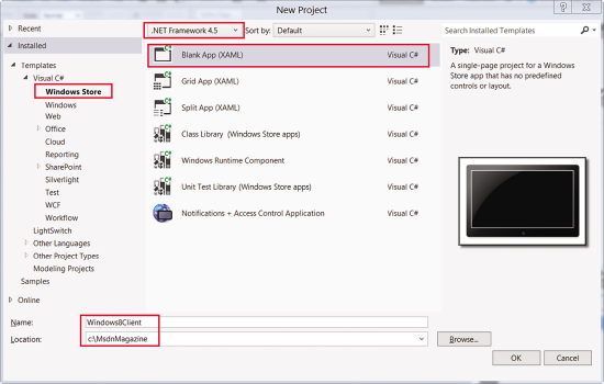 New Project Dialog Box