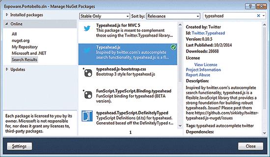 Twitter Typeahead.js 用 NuGet パッケージ