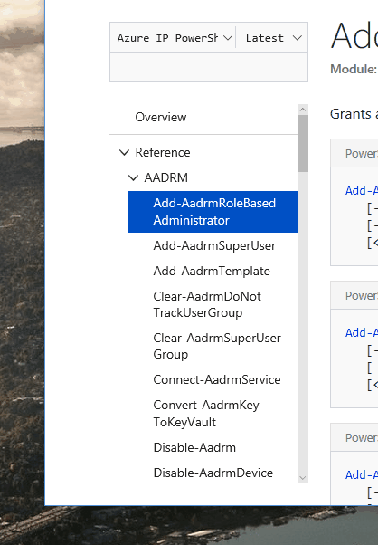 PowerShell モジュールの検索、上記の目次