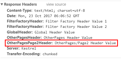 OtherPagesPage2Header が Page2 の応答に追加されます。