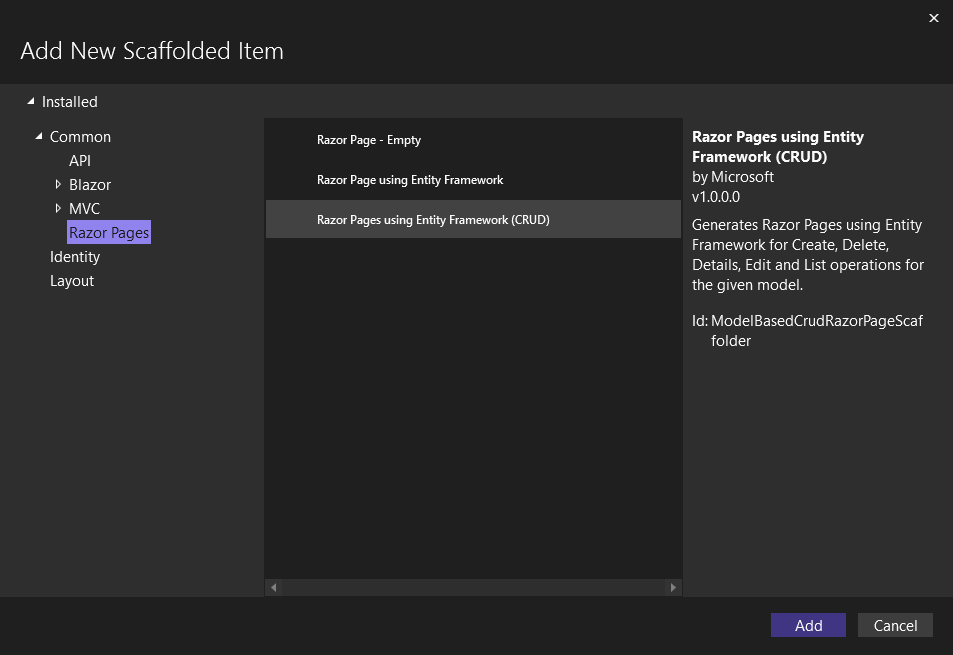 スキャフォールディングを追加します。