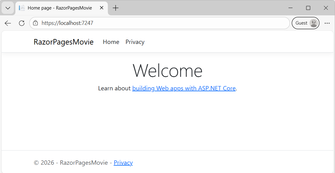 Home または [インデックス] ページ。