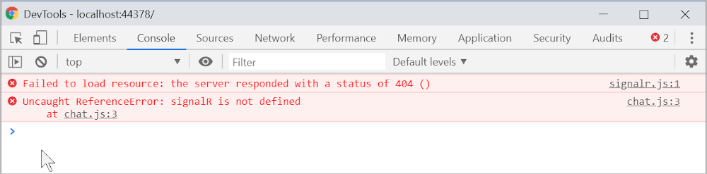 signalr.js not found error