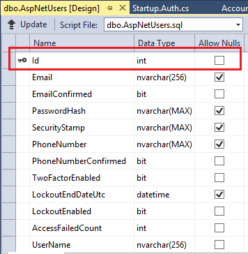 ASP.NET Identity でユーザーの主キーを変更する