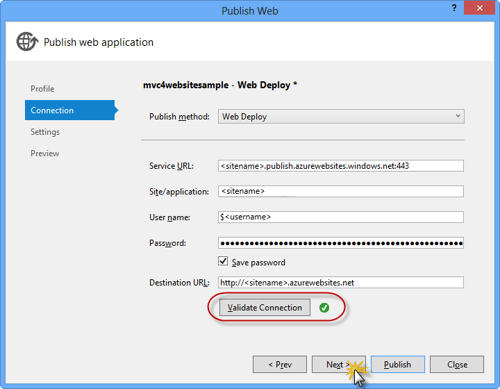 Validating connection Validating connection