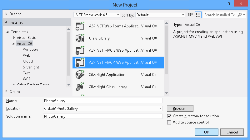 Creating a new project Creating a new project