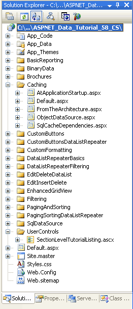 Caching-Related チュートリアルの ASP.NET ページを追加する