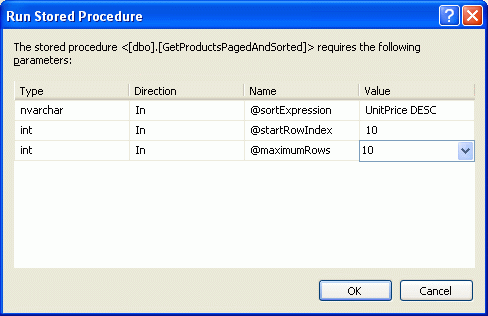 Try Different Values for the Stored Procedure s Three Input Parameters