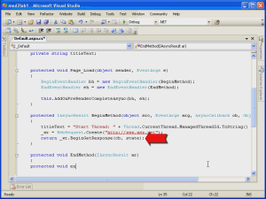 Microsoft Visual Code 画面を示す非同期ページ要求のビデオ チュートリアルのスクリーンショット。
