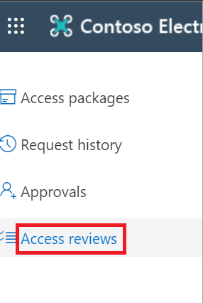 Screenshot that shows Access reviews on the menu.