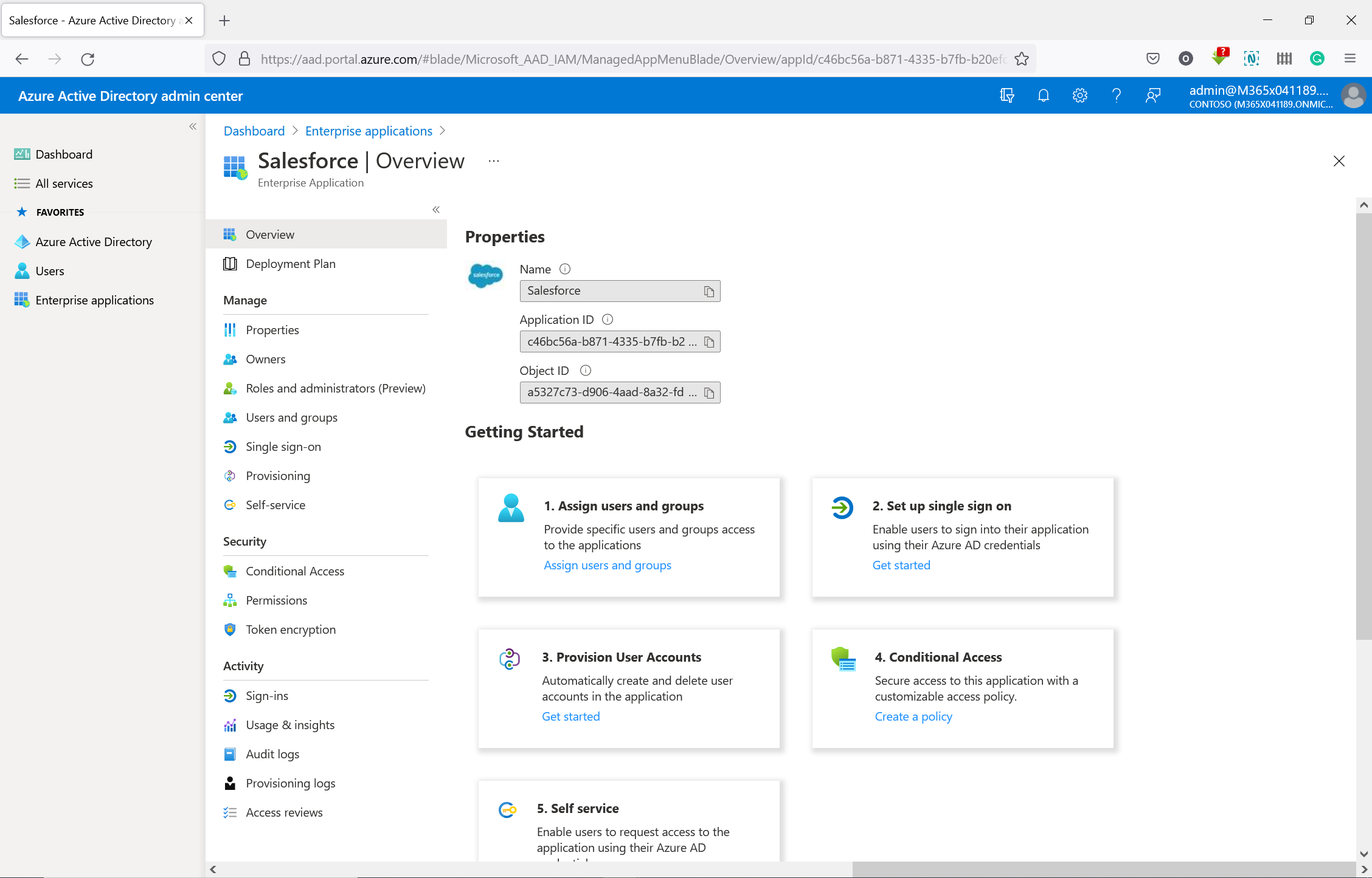 Example: Application overview page