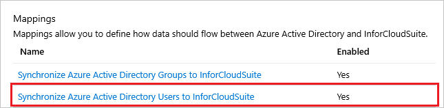 Infor CloudSuite ユーザー マッピング