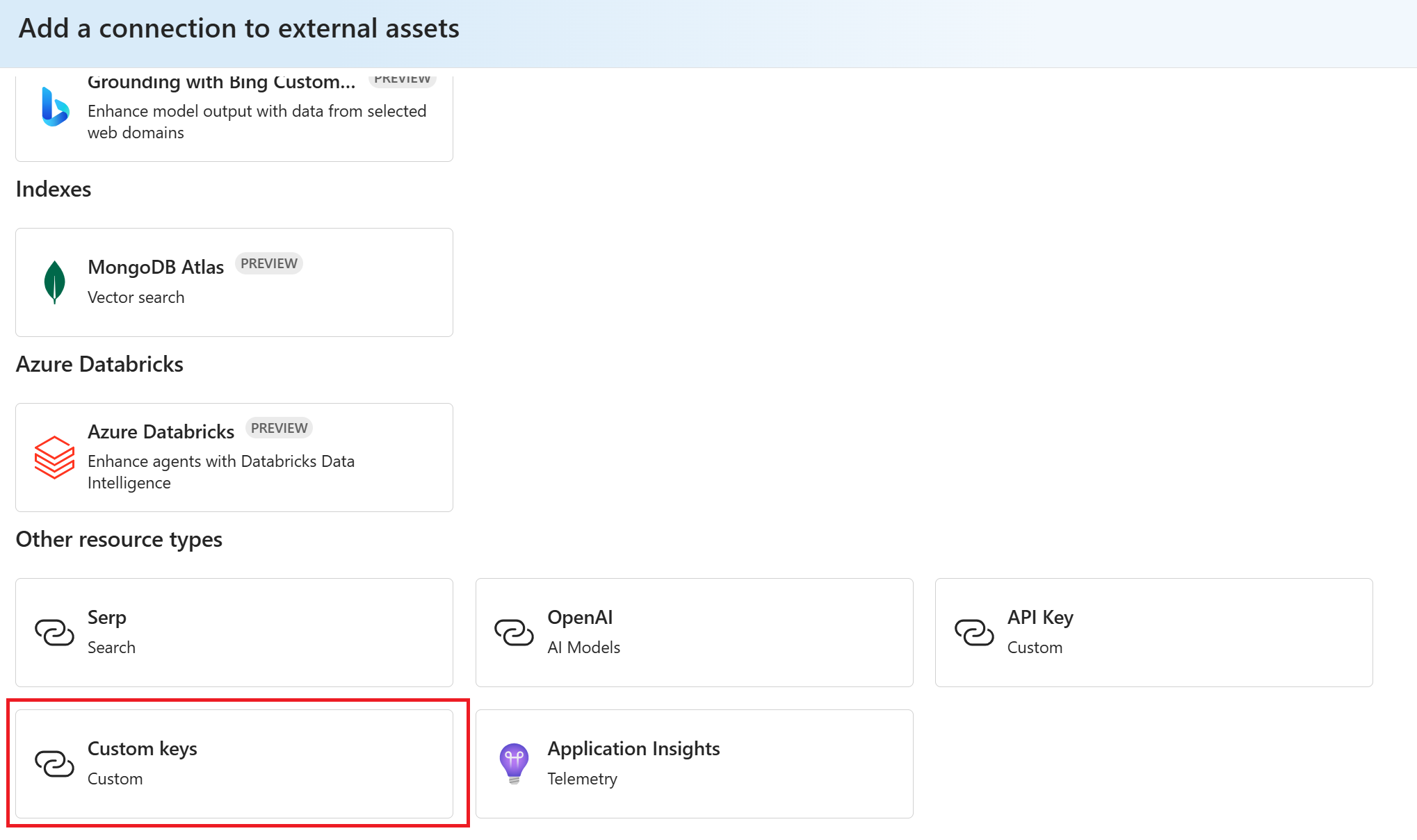 Foundry でカスタム キーの選択を追加するスクリーンショット。