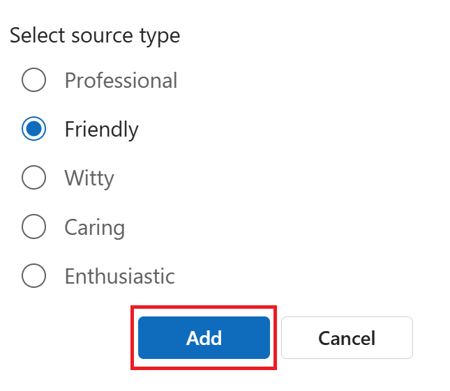 Foundry の [ソースの選択と追加] ボタンのスクリーンショット。