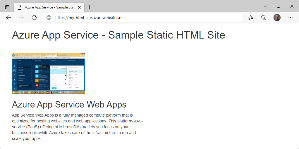 クイック スタート 静的 Html Web アプリを作成する Azure App Service Microsoft Learn