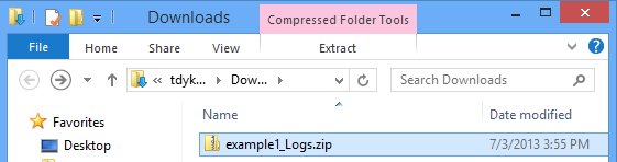 ダウンロードしたファイルが選択されている、エクスプローラーの [ダウンロード] フォルダーのスクリーンショット。