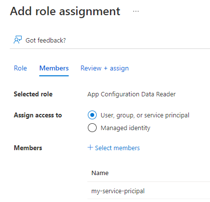 Screenshot shows the Add role assignment dialog.